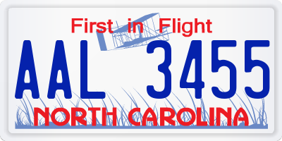 NC license plate AAL3455