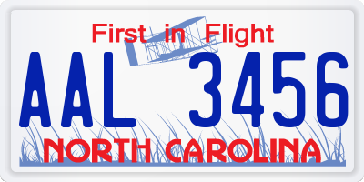 NC license plate AAL3456