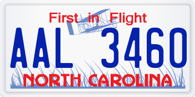 NC license plate AAL3460