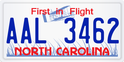 NC license plate AAL3462
