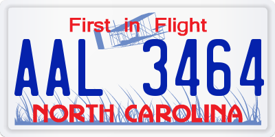 NC license plate AAL3464