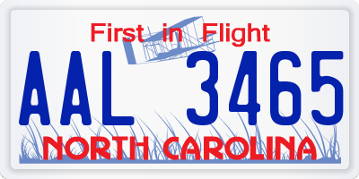 NC license plate AAL3465