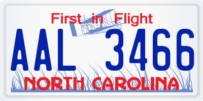 NC license plate AAL3466