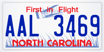 NC license plate AAL3469