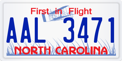 NC license plate AAL3471