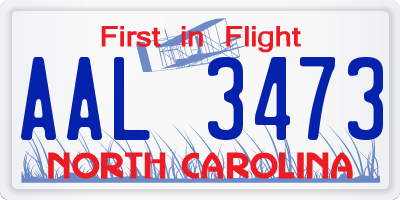 NC license plate AAL3473