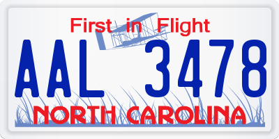 NC license plate AAL3478