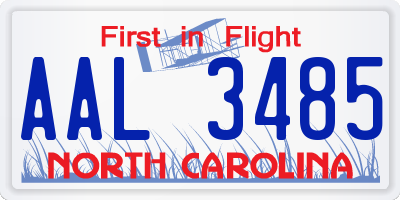 NC license plate AAL3485