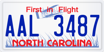 NC license plate AAL3487