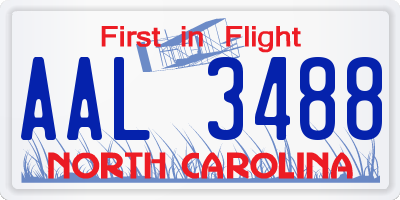 NC license plate AAL3488
