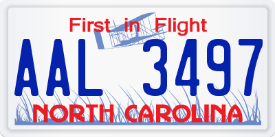 NC license plate AAL3497