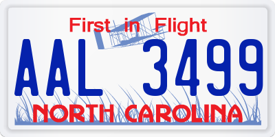 NC license plate AAL3499