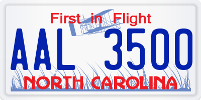 NC license plate AAL3500