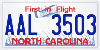 NC license plate AAL3503