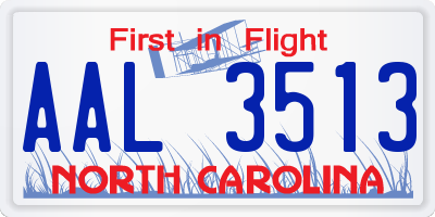 NC license plate AAL3513