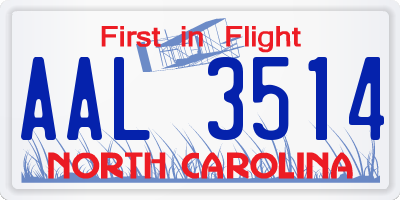 NC license plate AAL3514