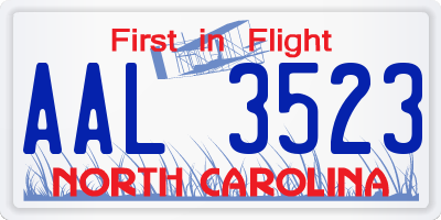 NC license plate AAL3523