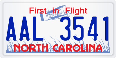 NC license plate AAL3541