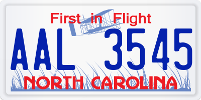 NC license plate AAL3545