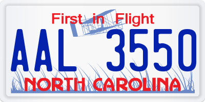 NC license plate AAL3550