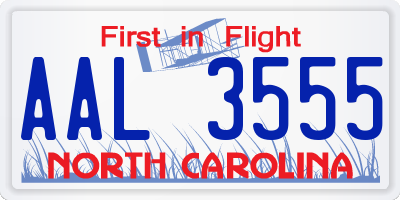 NC license plate AAL3555