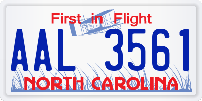 NC license plate AAL3561