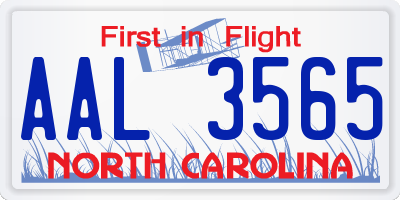 NC license plate AAL3565