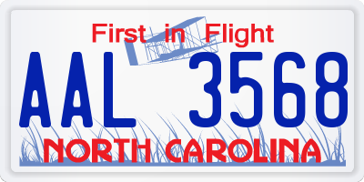 NC license plate AAL3568