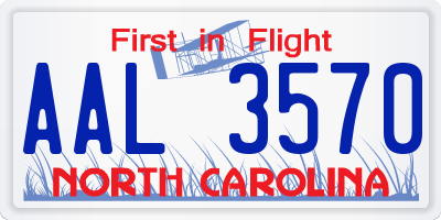 NC license plate AAL3570