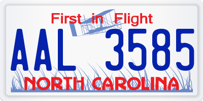 NC license plate AAL3585