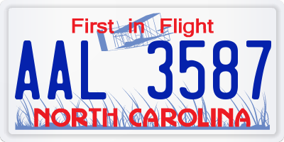 NC license plate AAL3587