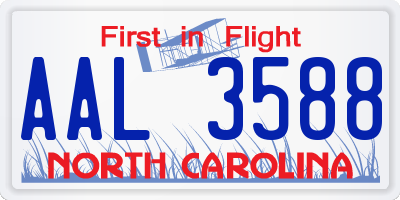 NC license plate AAL3588