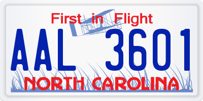 NC license plate AAL3601