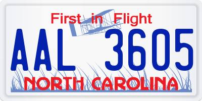 NC license plate AAL3605