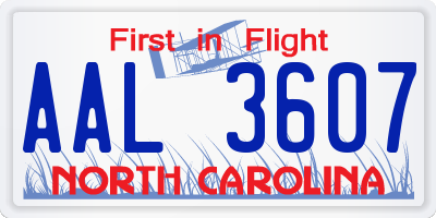 NC license plate AAL3607