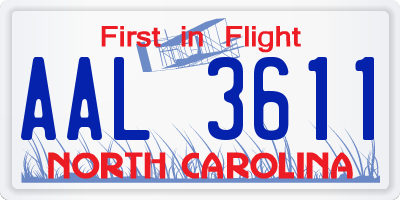 NC license plate AAL3611