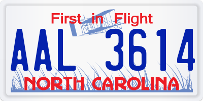 NC license plate AAL3614