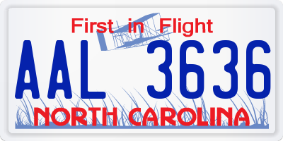 NC license plate AAL3636