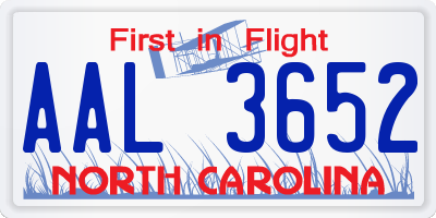 NC license plate AAL3652