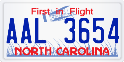 NC license plate AAL3654