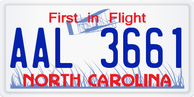 NC license plate AAL3661