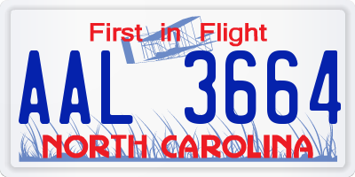 NC license plate AAL3664