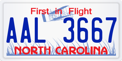 NC license plate AAL3667