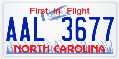NC license plate AAL3677