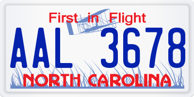 NC license plate AAL3678