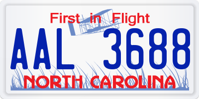 NC license plate AAL3688