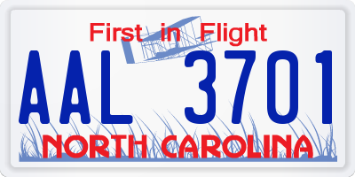NC license plate AAL3701