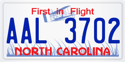 NC license plate AAL3702