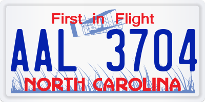 NC license plate AAL3704