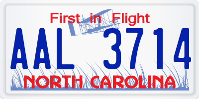 NC license plate AAL3714